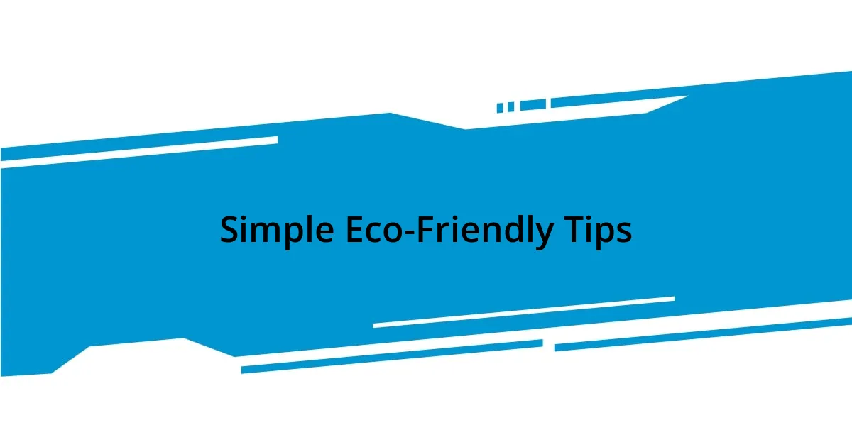 Simple Eco-Friendly Tips